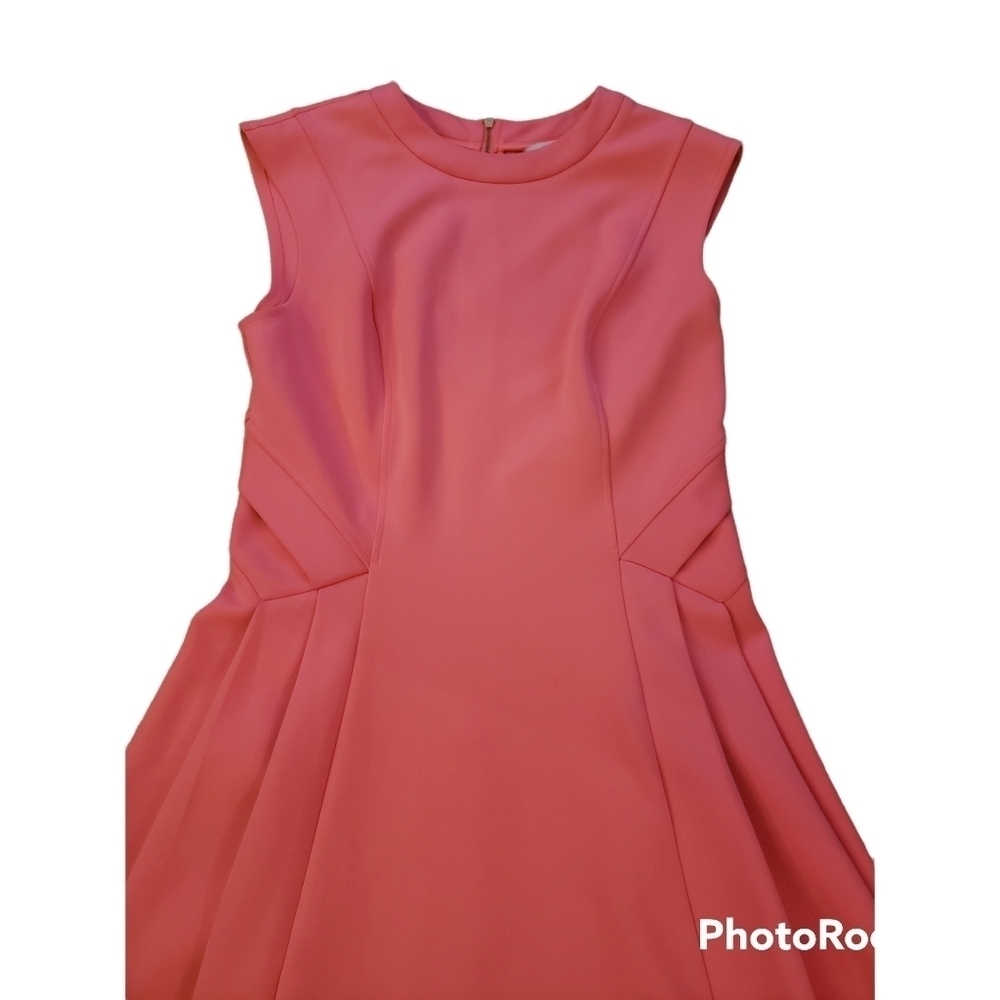 Ted Baker Nistee Side Pleat Neon Pink Flare Skater Dress - Picture 4 of 9